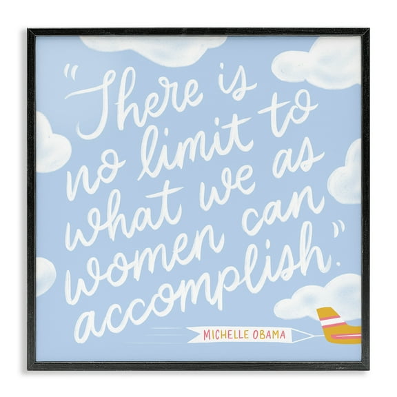 Stupell Industries Women Accomplishment Quote Text & Numbers Painting Black Framed Art Print Wall Art, 12 x 12