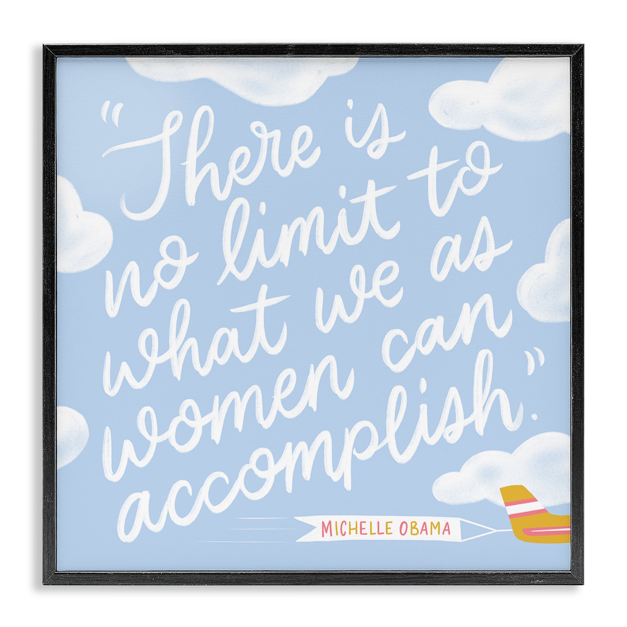 Stupell Industries Women Accomplishment Quote Text & Numbers Painting Black Framed Art Print Wall Art, 17 x 17
