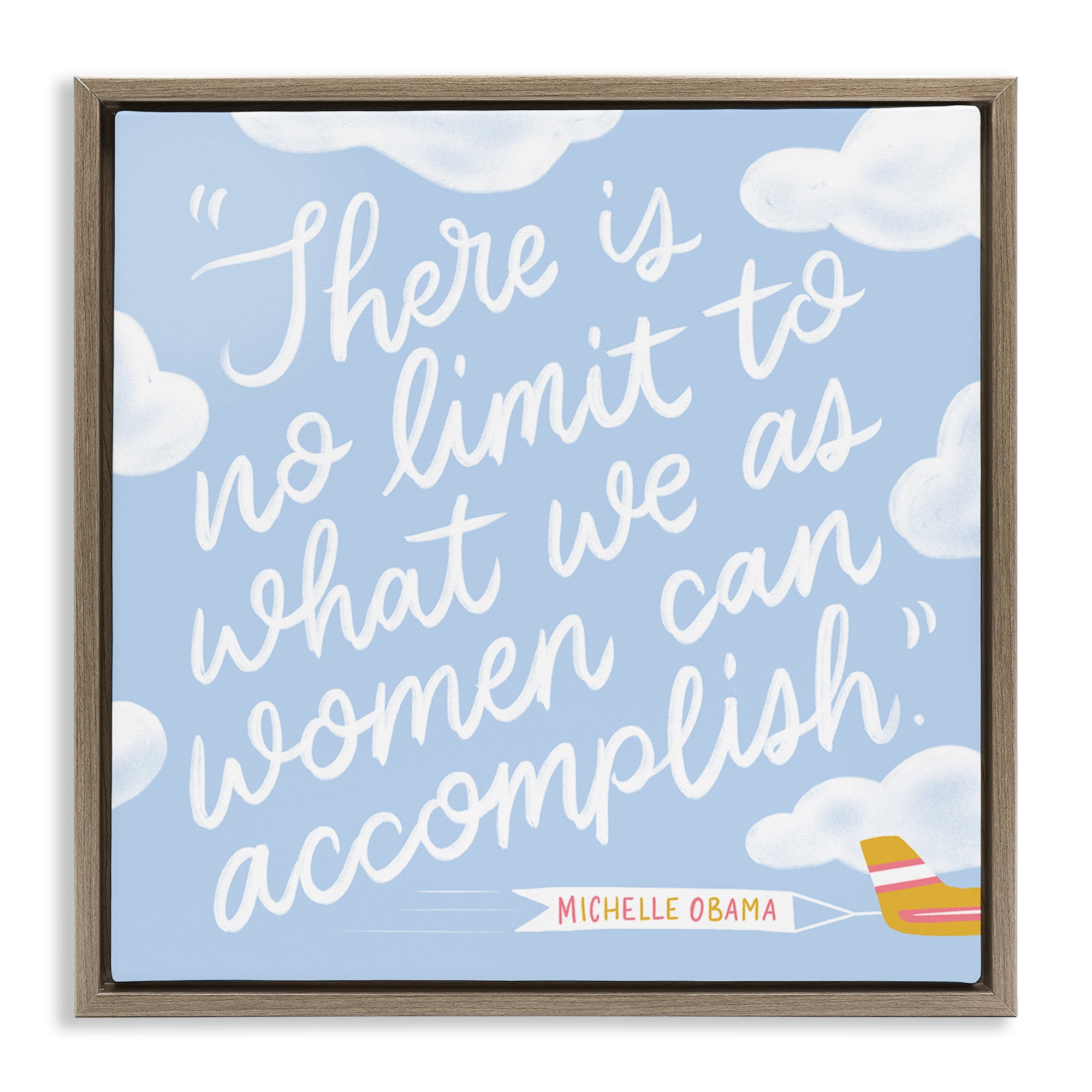 Stupell Industries Women Accomplishment Quote Text & Numbers Painting Brown Floater Framed Canvas Art Print Wall Art, 25 x 25