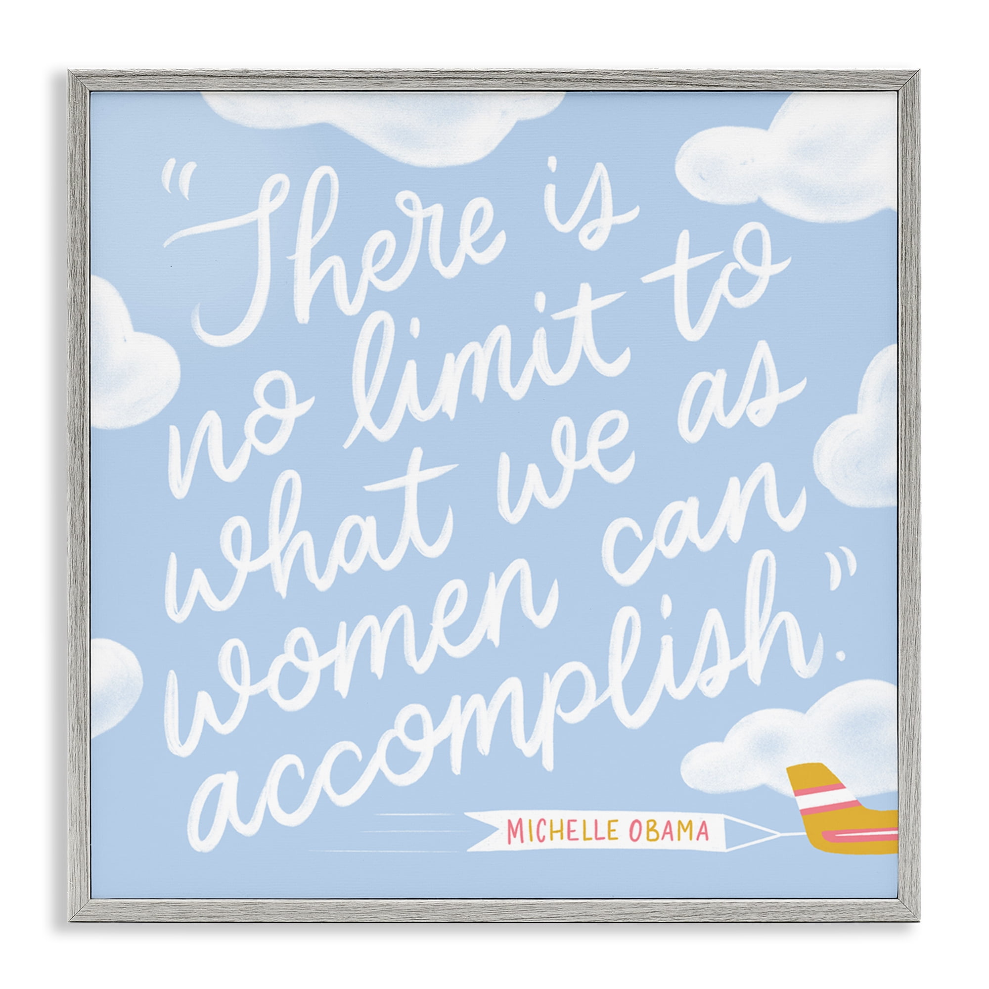 Stupell Industries Women Accomplishment Quote Text & Numbers Painting Gray Framed Art Print Wall Art, 24 x 24