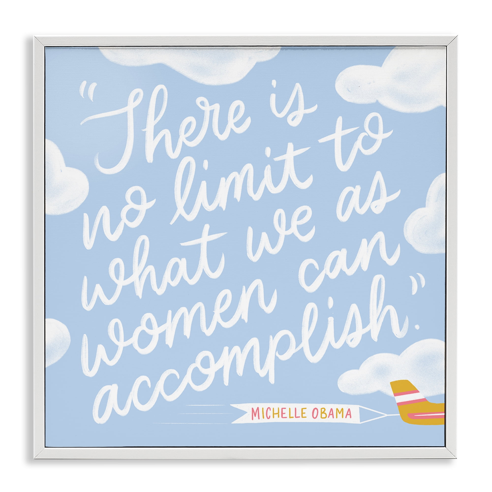 Stupell Industries Women Accomplishment Quote Text & Numbers Painting White Framed Art Print Wall Art, 17 x 17