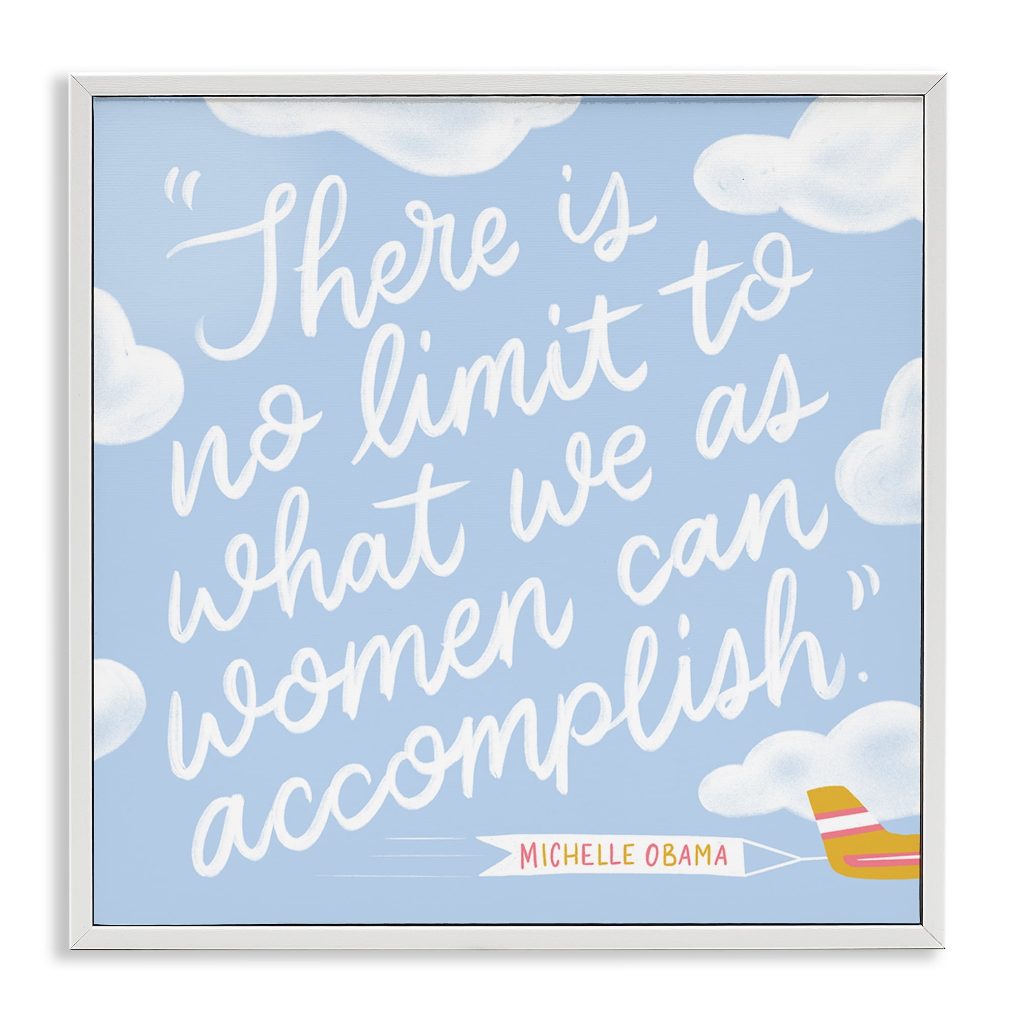 Stupell Industries Women Accomplishment Quote Text & Numbers Painting White Framed Art Print Wall Art, 24 x 24