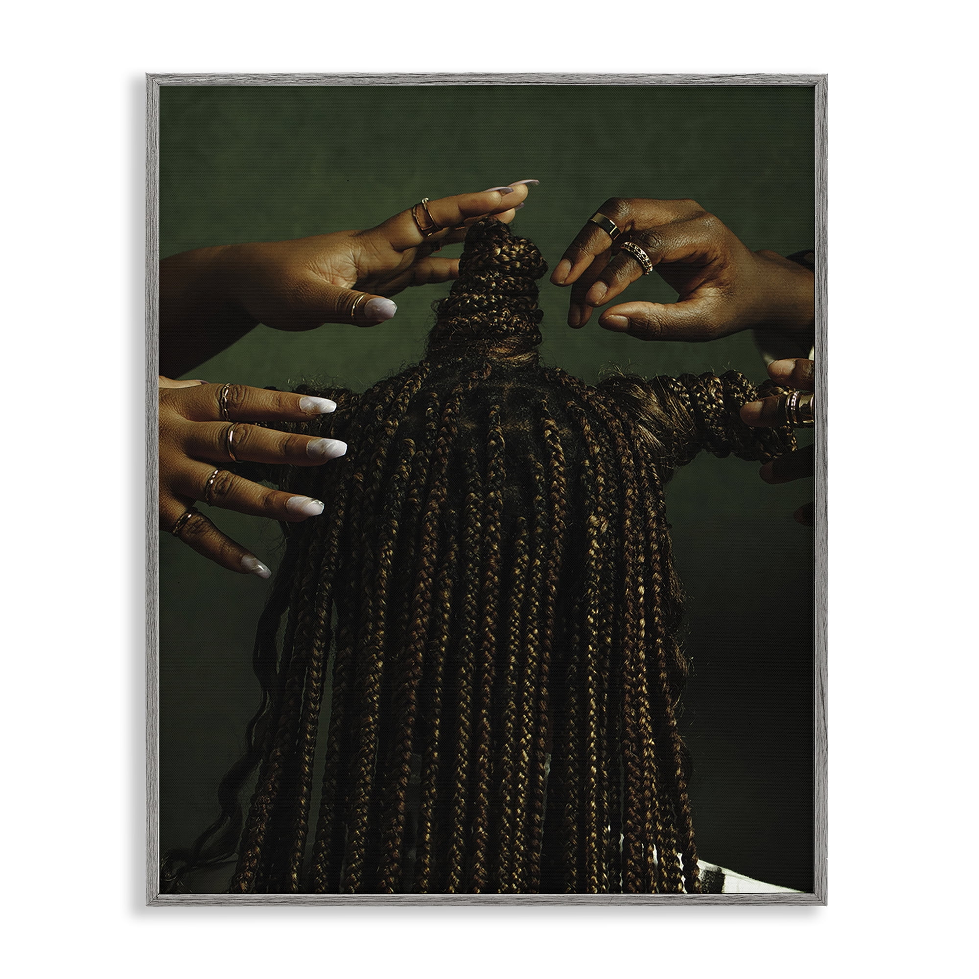 Stupell Industries Women Braiding Hair People Photography Gray Framed Art Print Wall Art, 16 x 20