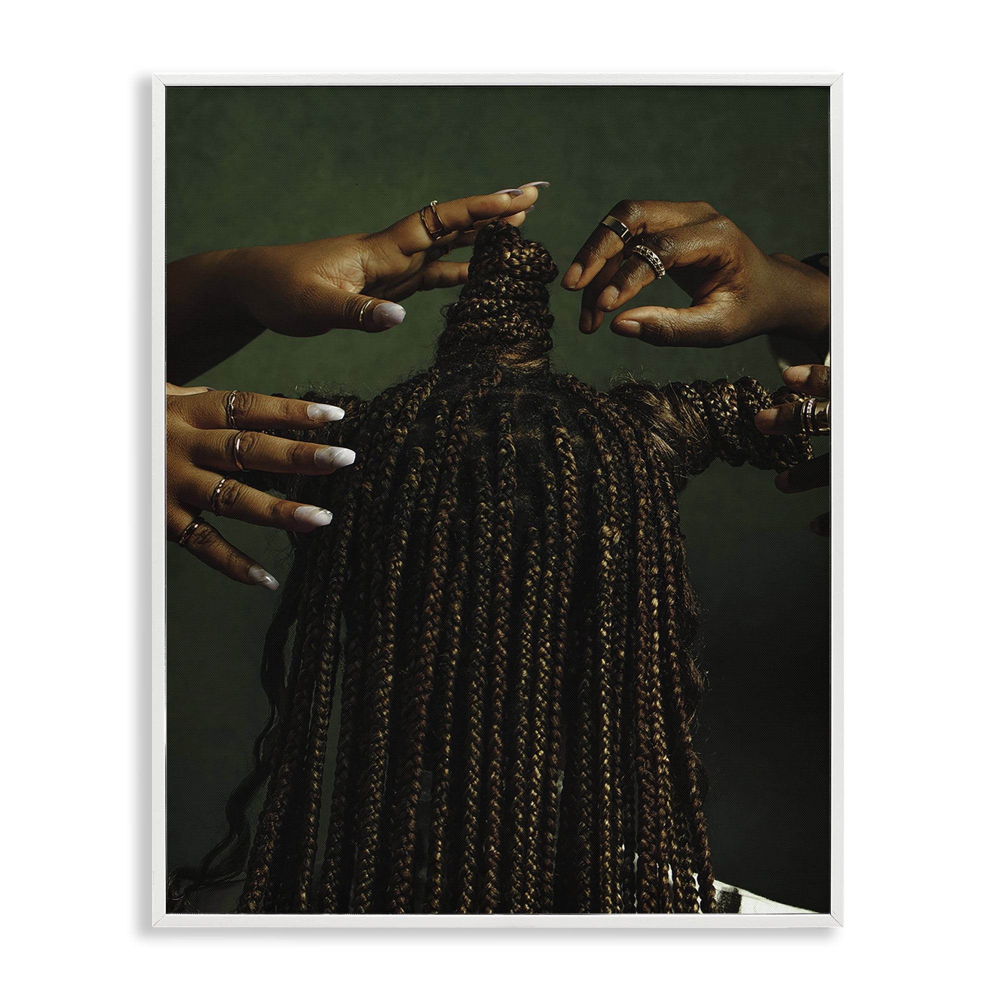 Stupell Industries Women Braiding Hair People Photography White Framed Art Print Wall Art, 16 x 20