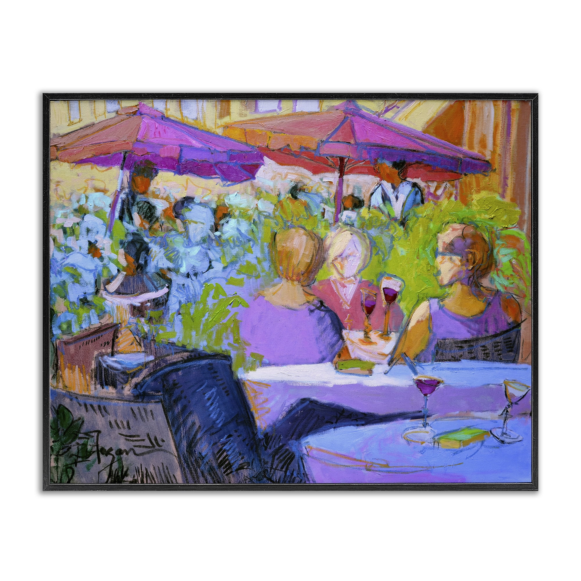 Stupell Industries Women Dining Abstraction People Painting Black Framed Art Print Wall Art, 20 x 16