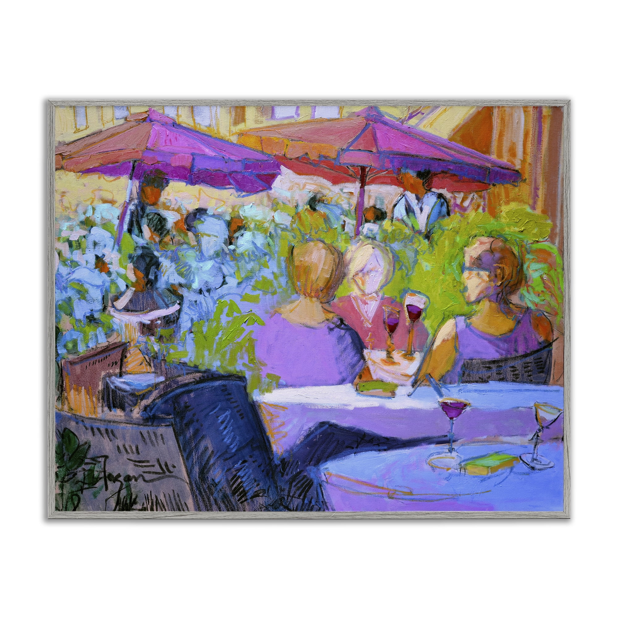Stupell Industries Women Dining Abstraction People Painting Gray Framed Art Print Wall Art, 20 x 16
