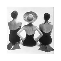 Stupell Industries Women Sitting Beach Monochrome Vintage Swimsuits Flippers Photograph Gallery Wrapped Canvas Print Wall Art, Design by Graffitee Studios