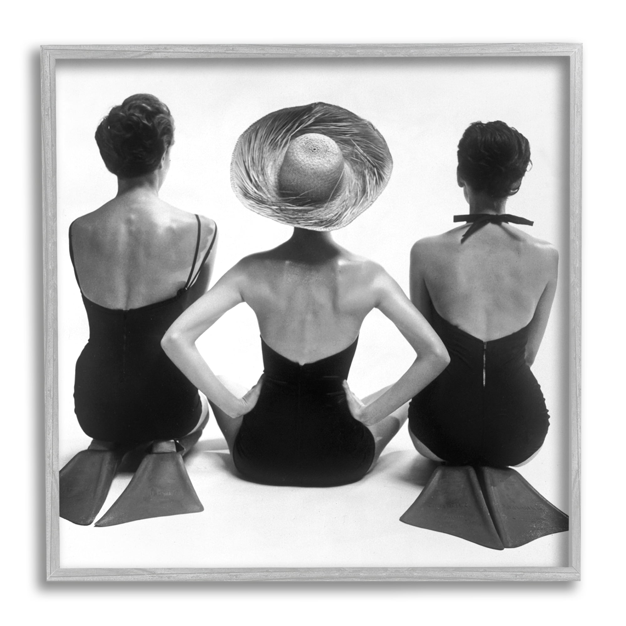 Stupell Industries Women Sitting Beach Monochrome Vintage
