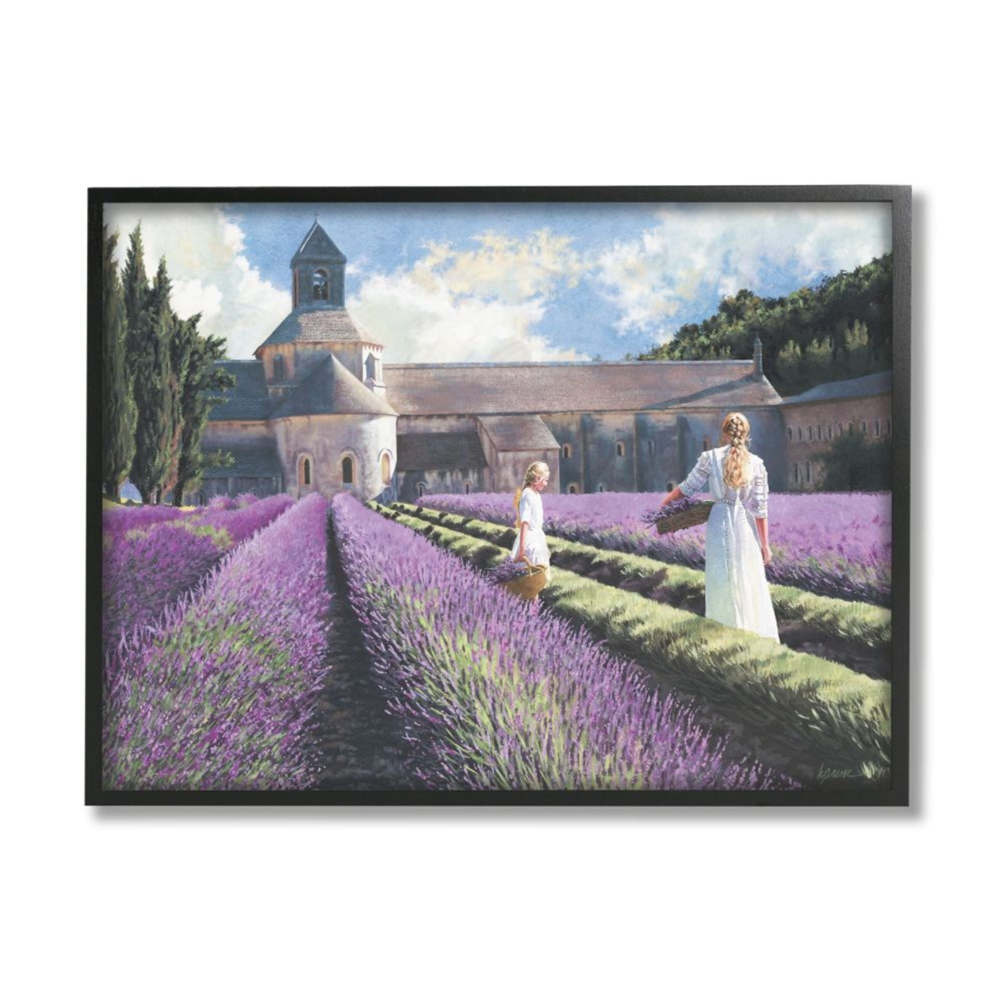 Stupell Industries Women in Lavender Field Countryside Classic Architecture Design by Heide Presse