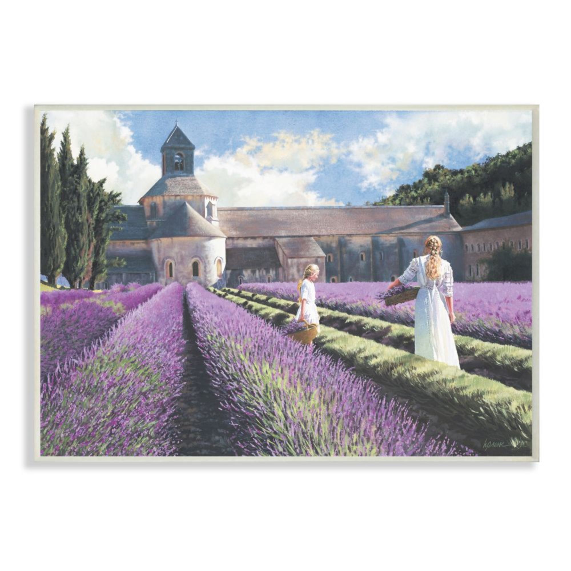 Stupell Industries Women in Lavender Field Countryside Classic Architecture Design by Heide Presse