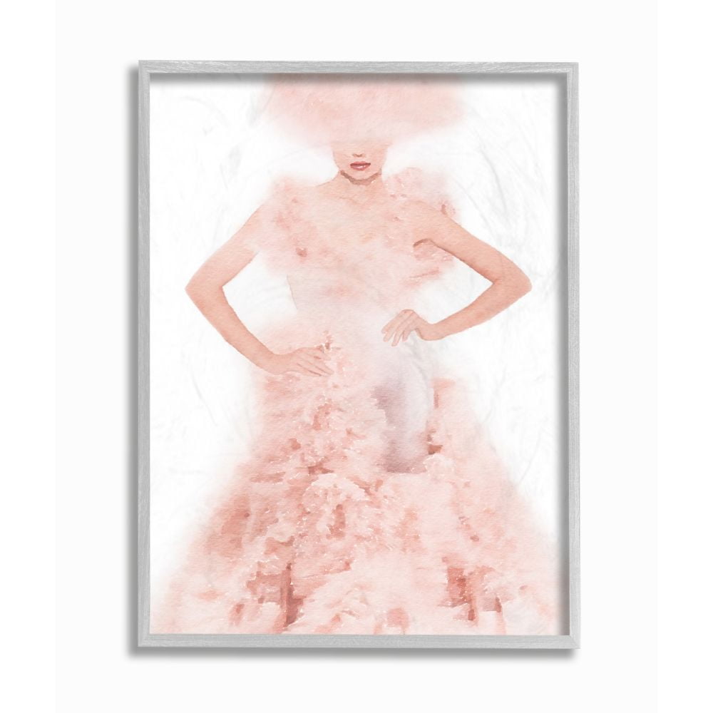 Gray Framed Couture Fashion Illustration Canvas Print, 11 x 14