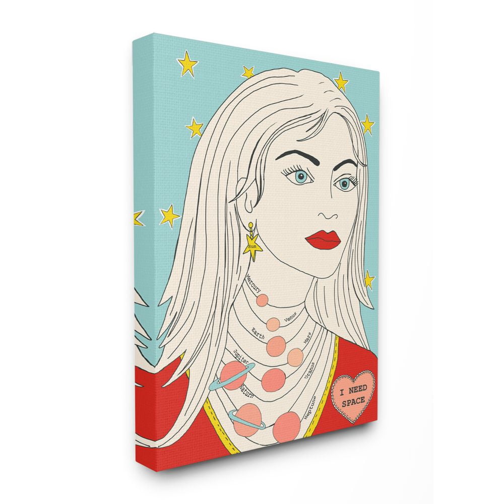 Stupell Industries Women's Fashion Accessory Portrait Space Theme Jewelry Canvas Wall Art Design by Sangita Bachelet, 30" x 40"