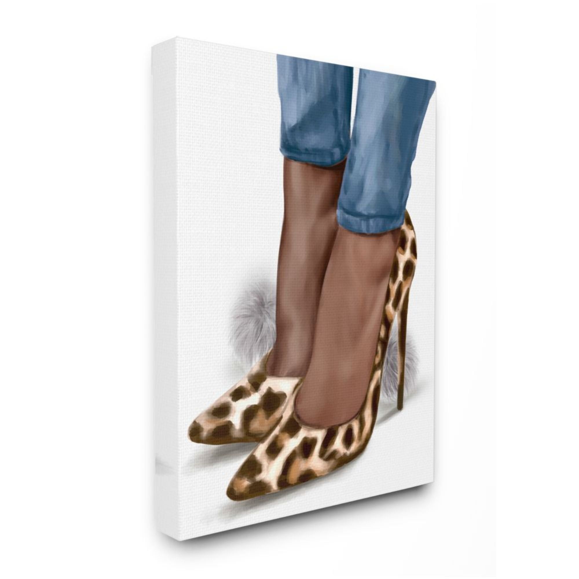 Stupell Industries Women's Fashion Animal Print Heels and Denim Design by Ziwei Li, 24" x 30"