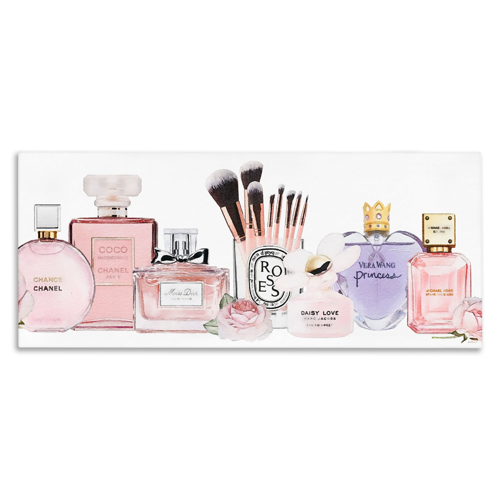 Glamorous Fragrance and Makeup Canvas Wall Art, 13x30
