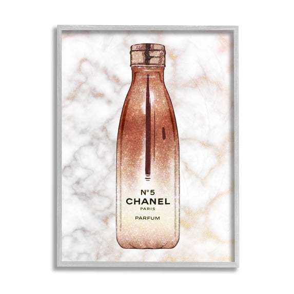Stupell Industries Women's Fashion Water Bottle over Marble Grey Framed, 11 x 14, Design by Ziwei Li