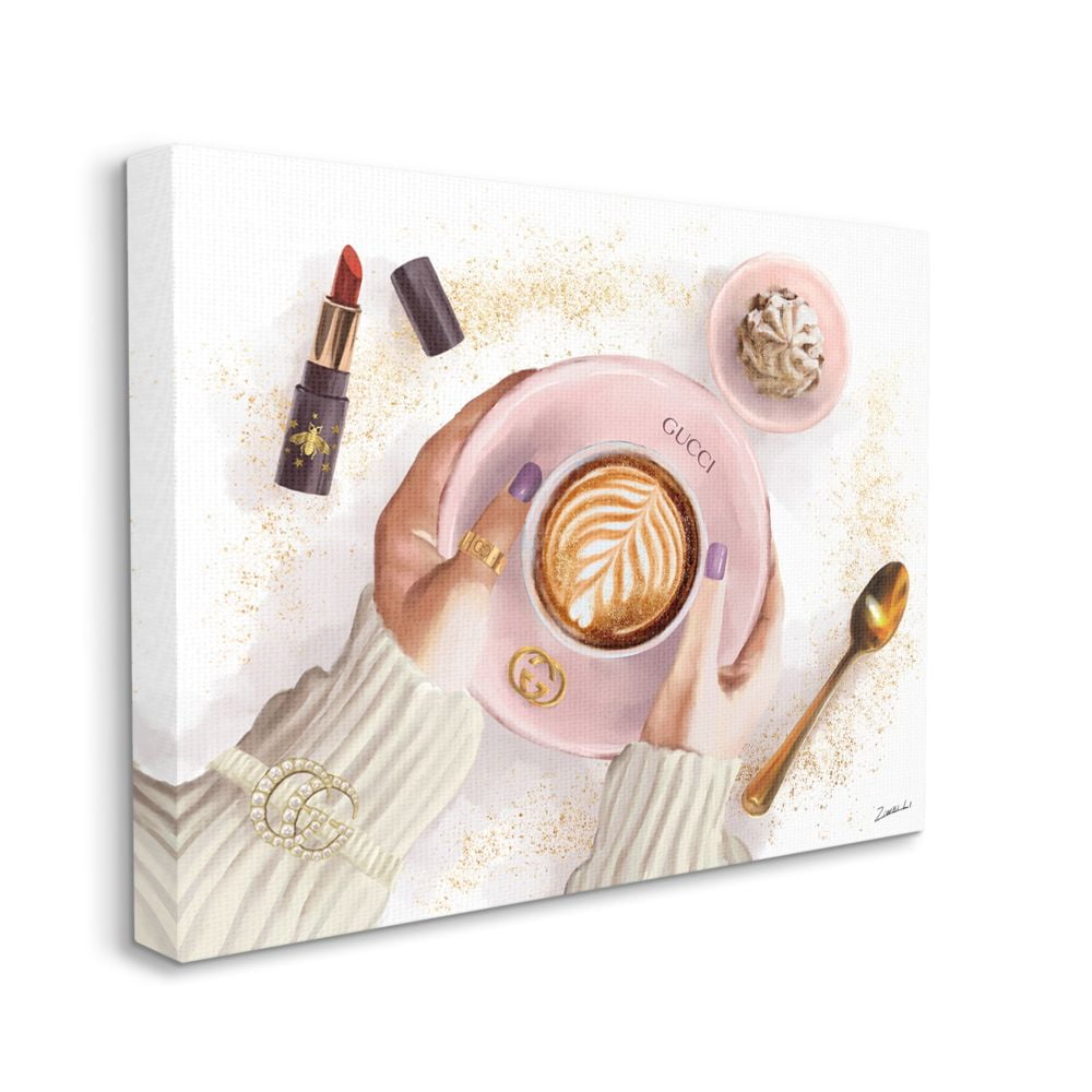 Glam Fashion Coffee Latte Art Canvas Wall Decor, 16" x 20"