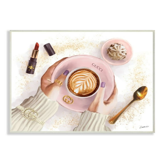 Stupell Industries Women's Glam Fashion Coffee Latte Art Designer Brand Wall Plaque Design by Ziwei Li, 10" x 15"