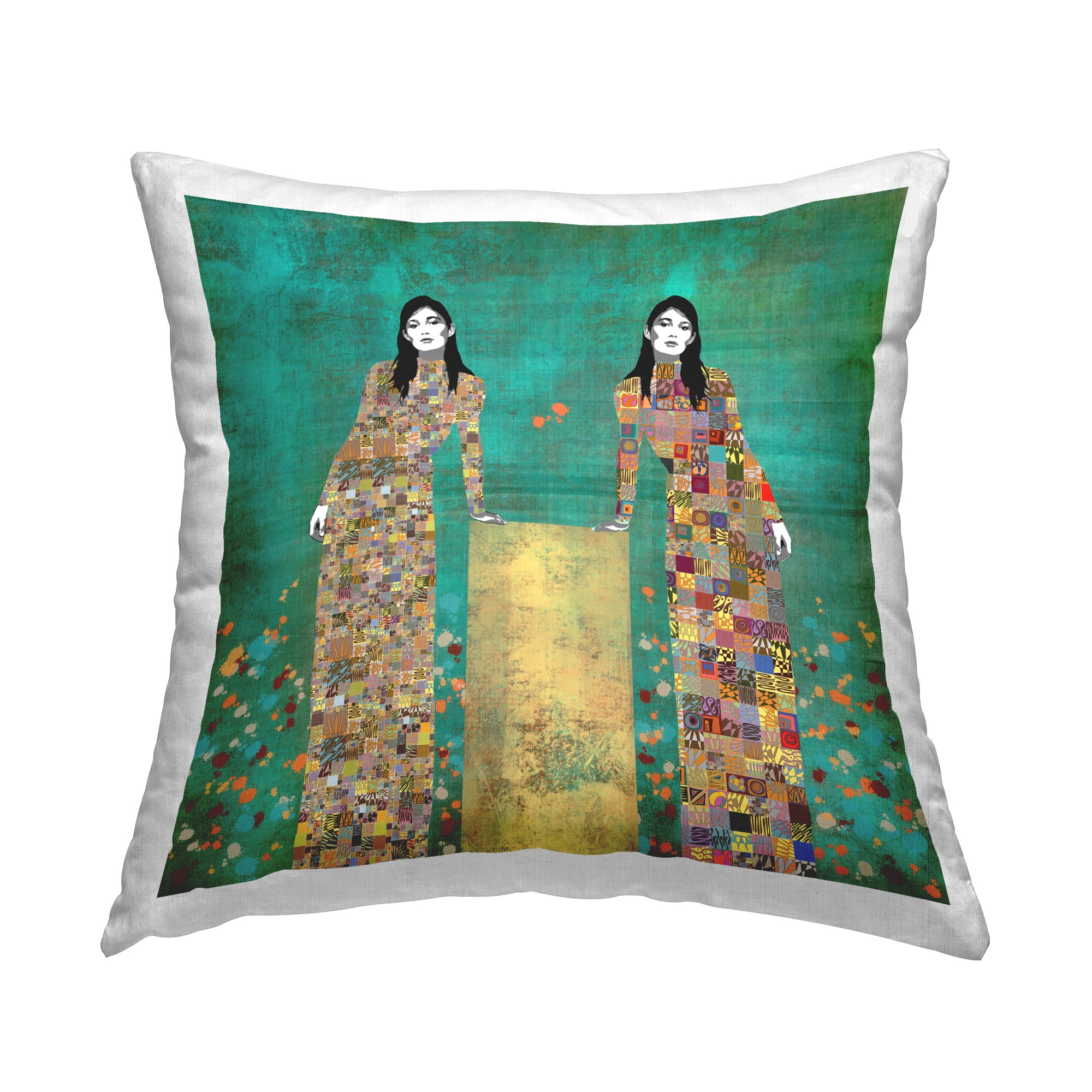 Stupell Industries Women with Geometric Gowns Decorative Printed Throw Pillow Design by Jose Cacho