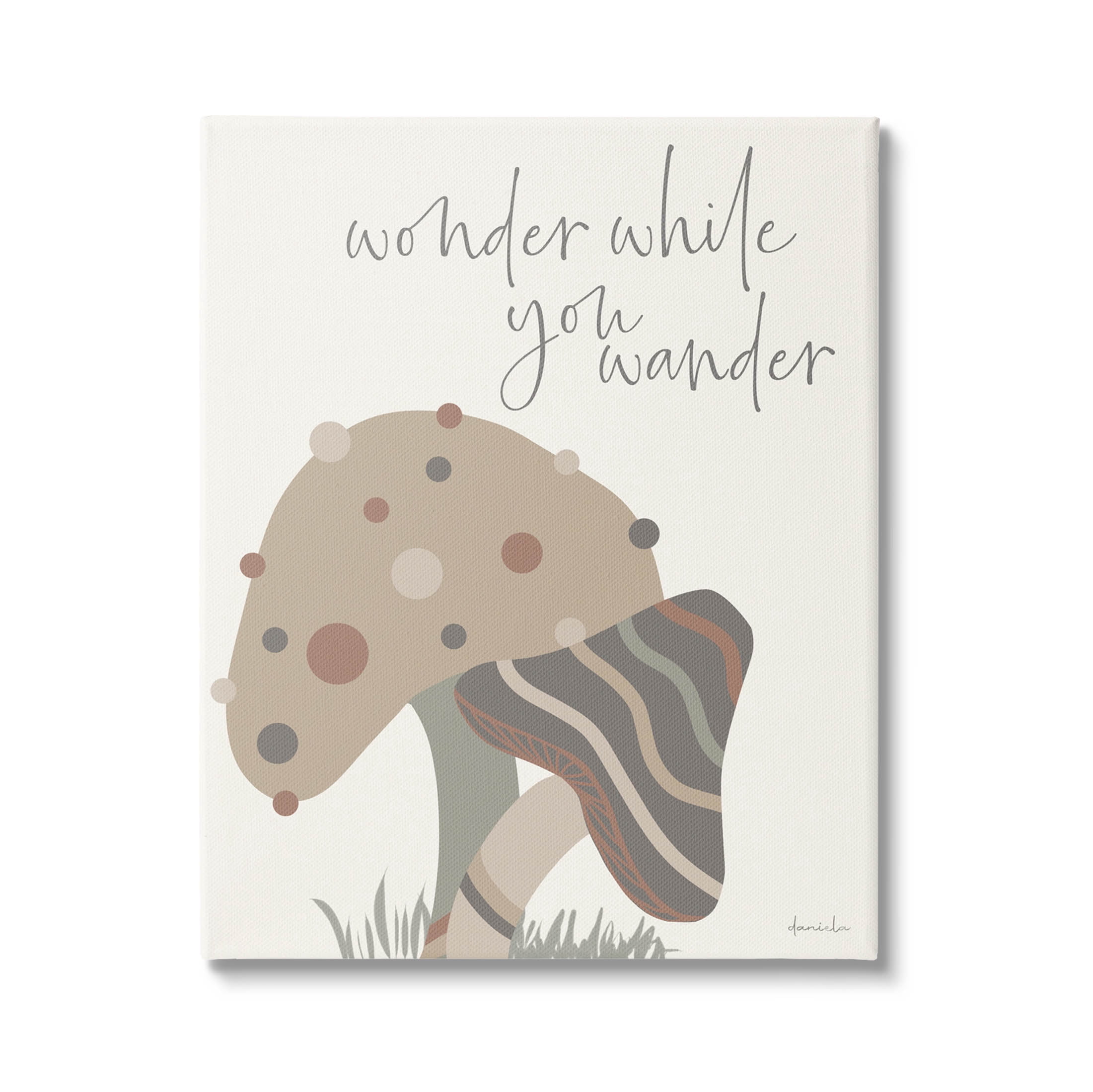 Stupell Industries Wonder While you Wander Mushroom Graphic Art Gallery Wrapped Canvas Print Wall Art, Design by Daniela Santiago