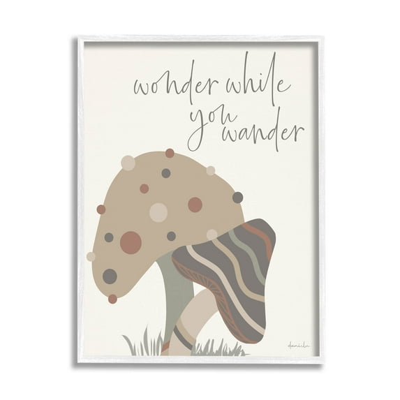 Stupell Industries Wonder While you Wander Mushroom Graphic Art White Framed Art Print Wall Art, Design by Daniela Santiago