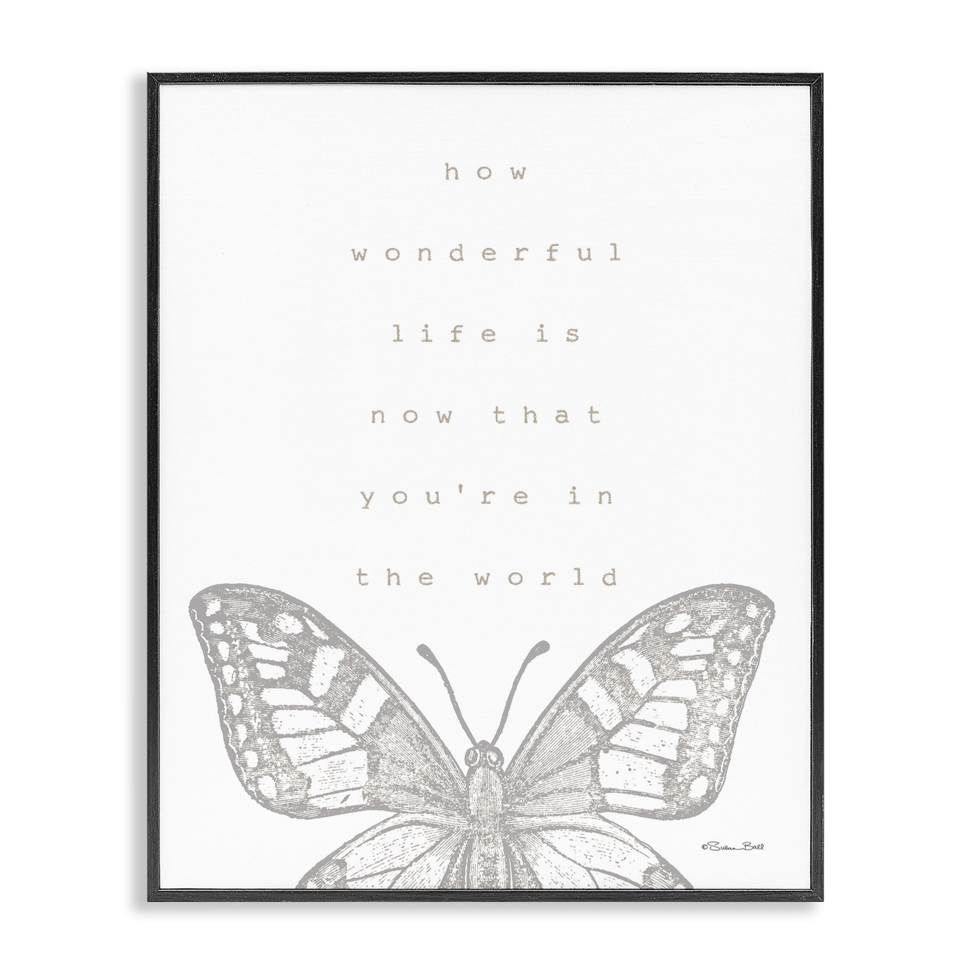 Stupell Industries Wonderful Life Phrase Animals & Insects Painting Black Framed Art Print Wall Art, 16 x 20