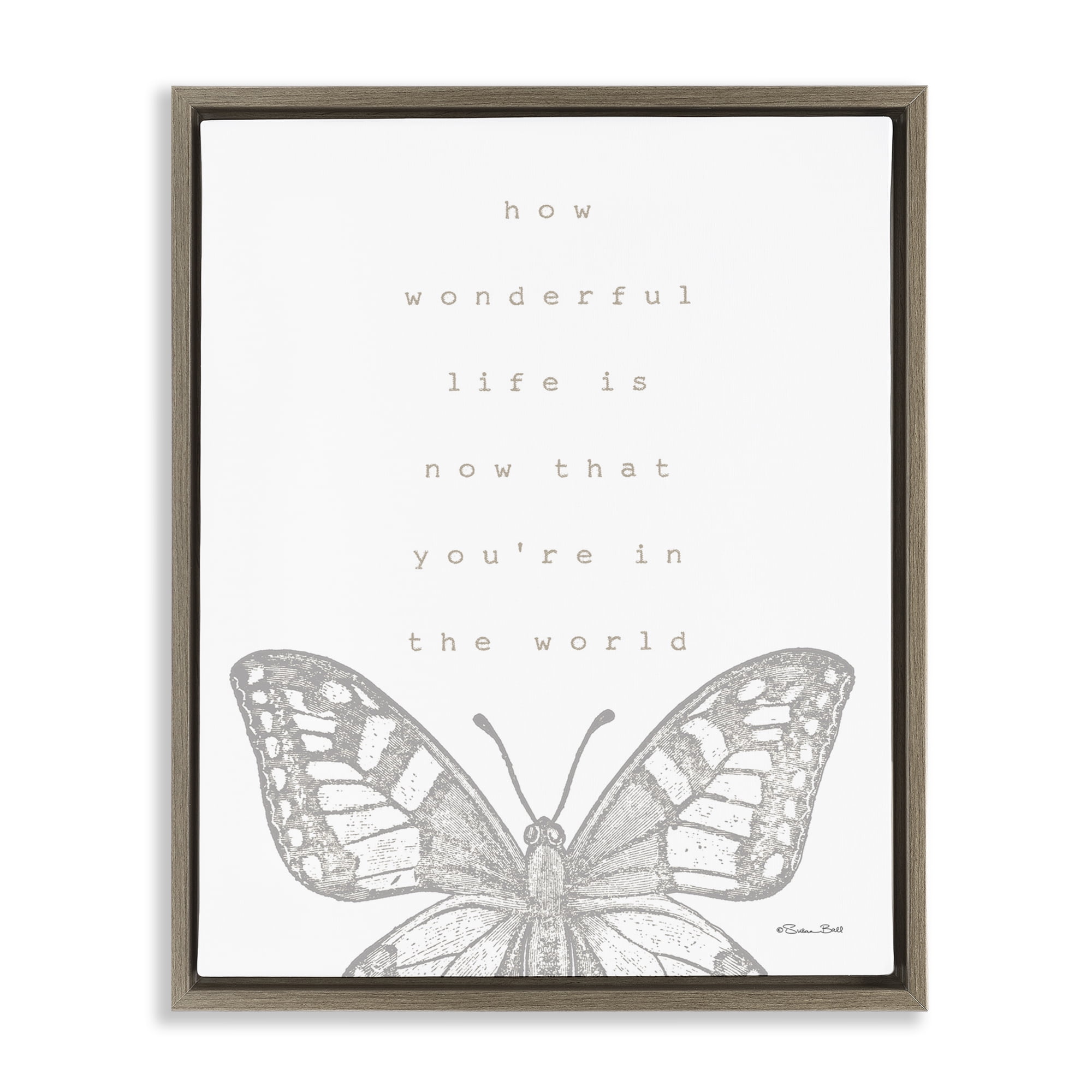 Stupell Industries Wonderful Life Phrase Animals & Insects Painting Brown Floater Framed Art Print Wall Art, 17 x 21
