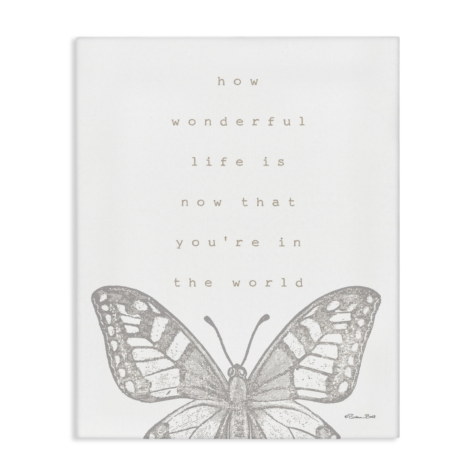 Wonderful Life Phrase Butterfly Canvas Wall Art for Nursery, 16 x 20