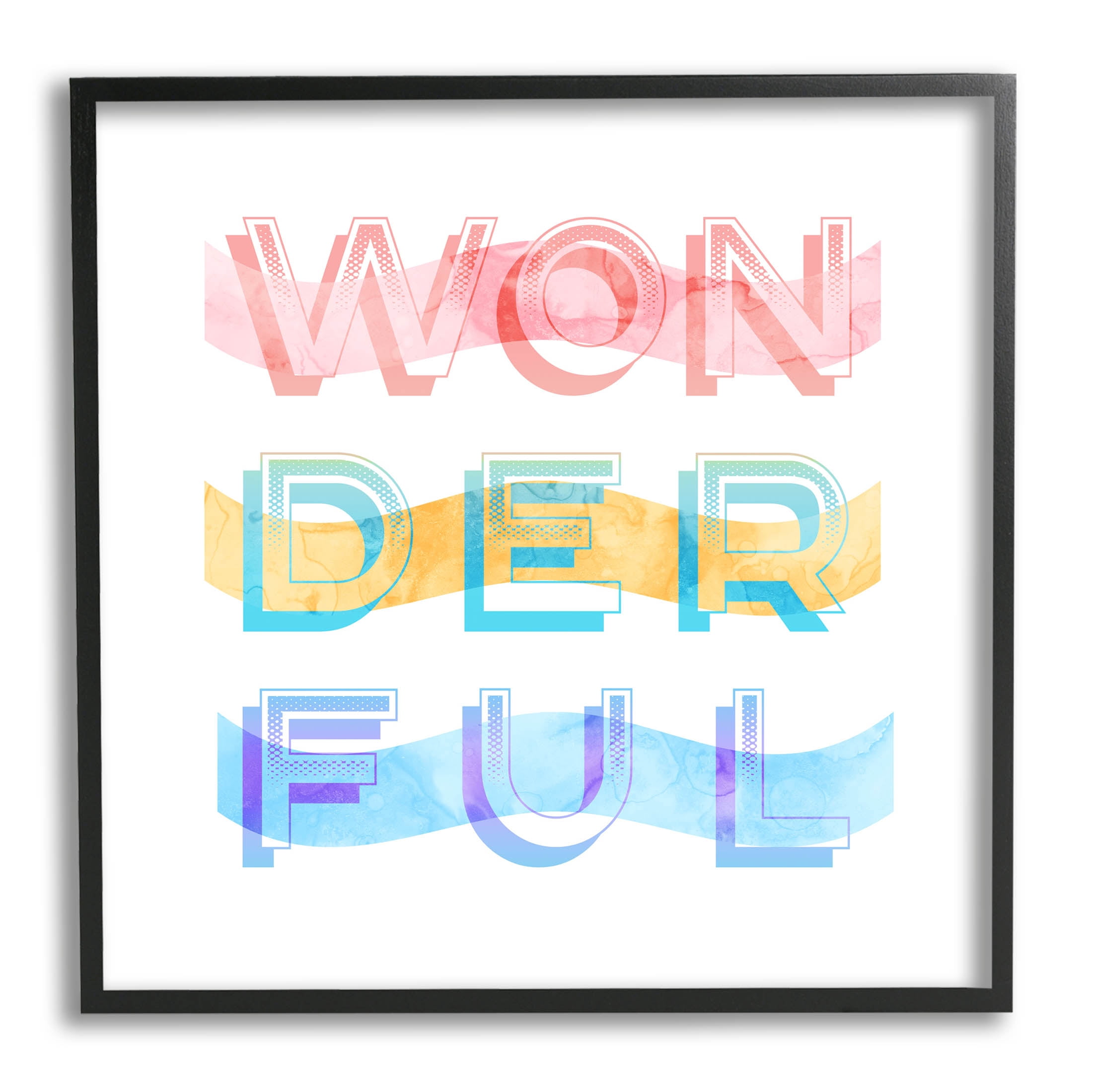 Stupell Industries Wonderful Stripes Text Graphic Art Black Framed Art Print Wall Art, Design by Daphne Polselli