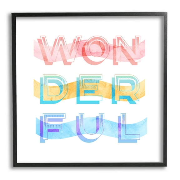 Stupell Industries Wonderful Stripes Text Graphic Art Black Framed Art Print Wall Art, Design by Daphne Polselli