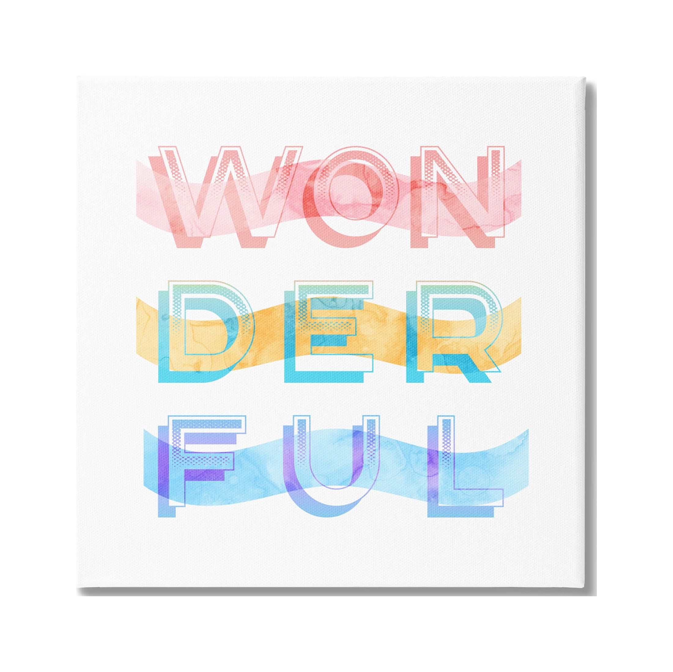 Stupell Industries Wonderful Stripes Text Graphic Art Gallery Wrapped Canvas Print Wall Art, Design by Daphne Polselli