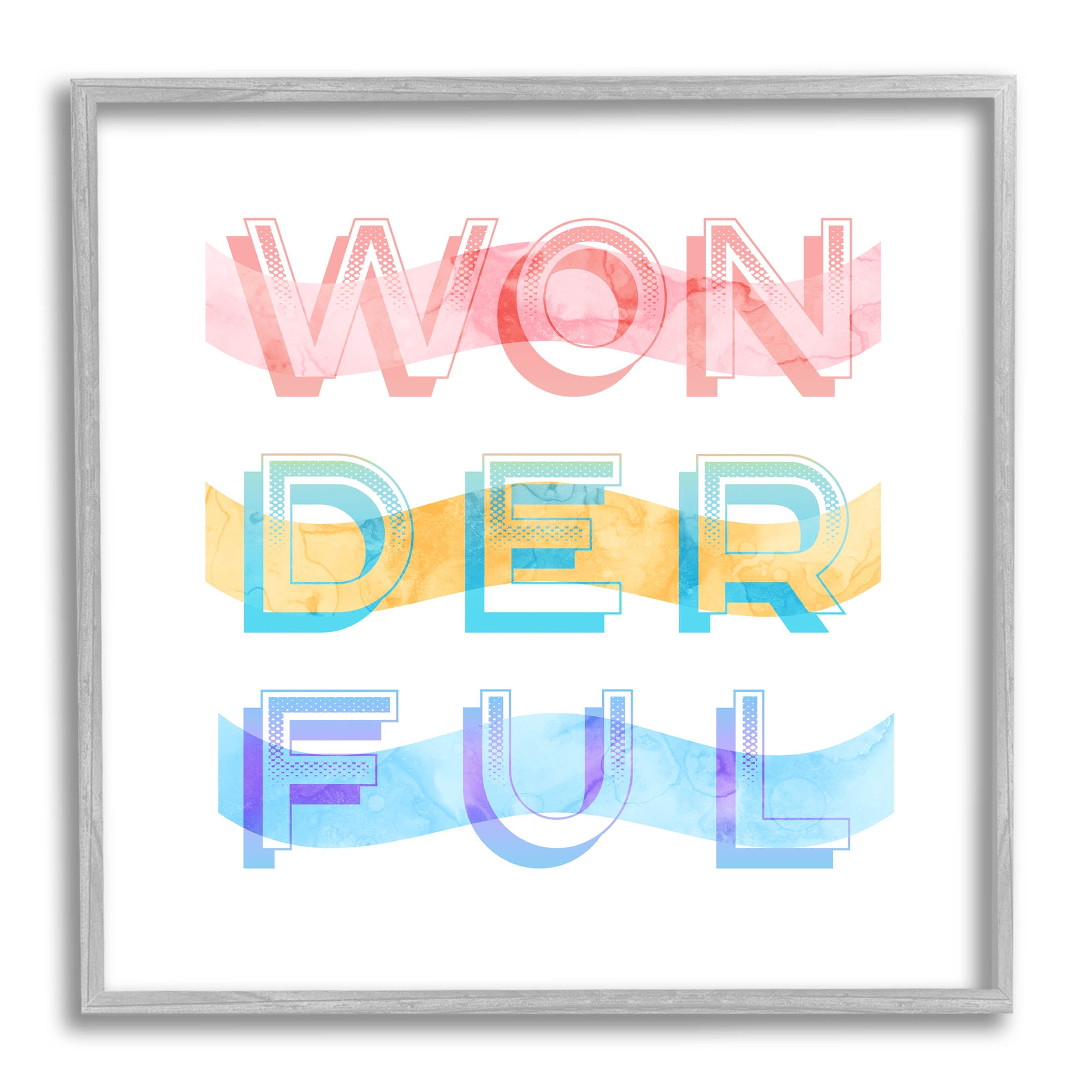 Stupell Industries Wonderful Stripes Text Graphic Art Gray Framed Art Print Wall Art, Design by Daphne Polselli