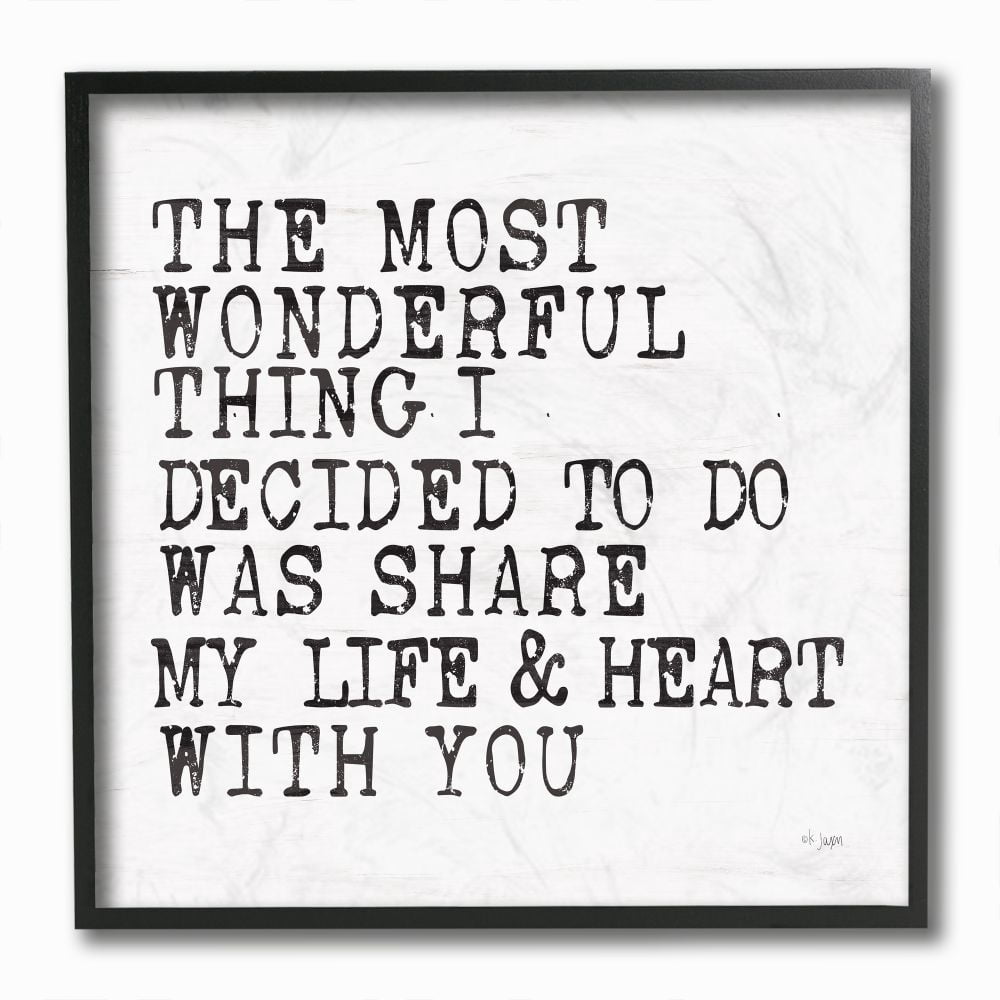 Stupell Industries Wonderful Thing to Share My Life Inspirational Love Quote Framed Wall Art Design by JAXN BLVD, 12" x 12", Black Framed