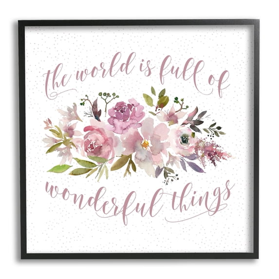 Stupell Industries Wonderful Things Calligraphy Saying Motivational Flower Blossoms, 12 x 12, Design by Tara Moss