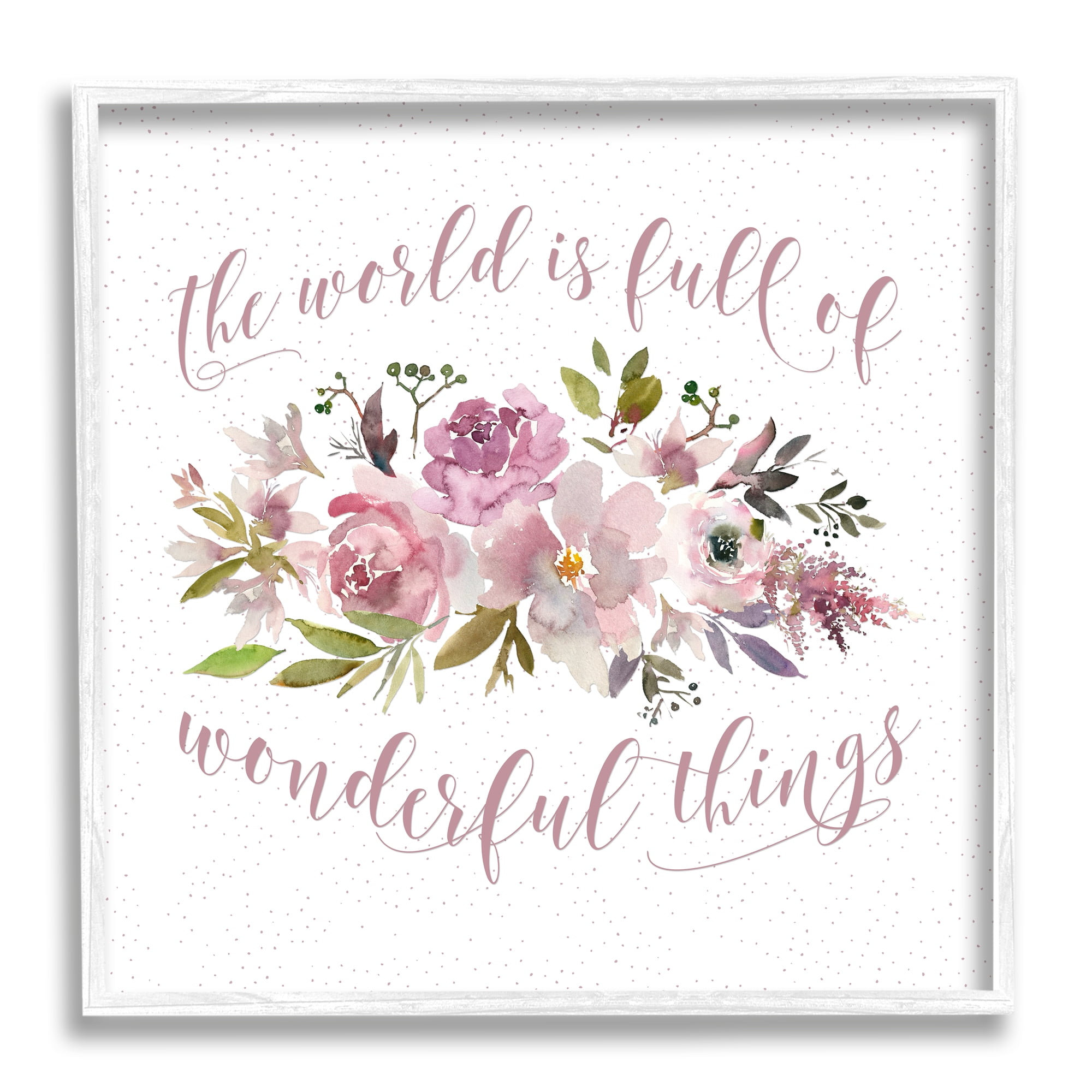 Stupell Industries Wonderful Things Calligraphy Saying Motivational Flower Blossoms, 24 x 24, Design by Tara Moss