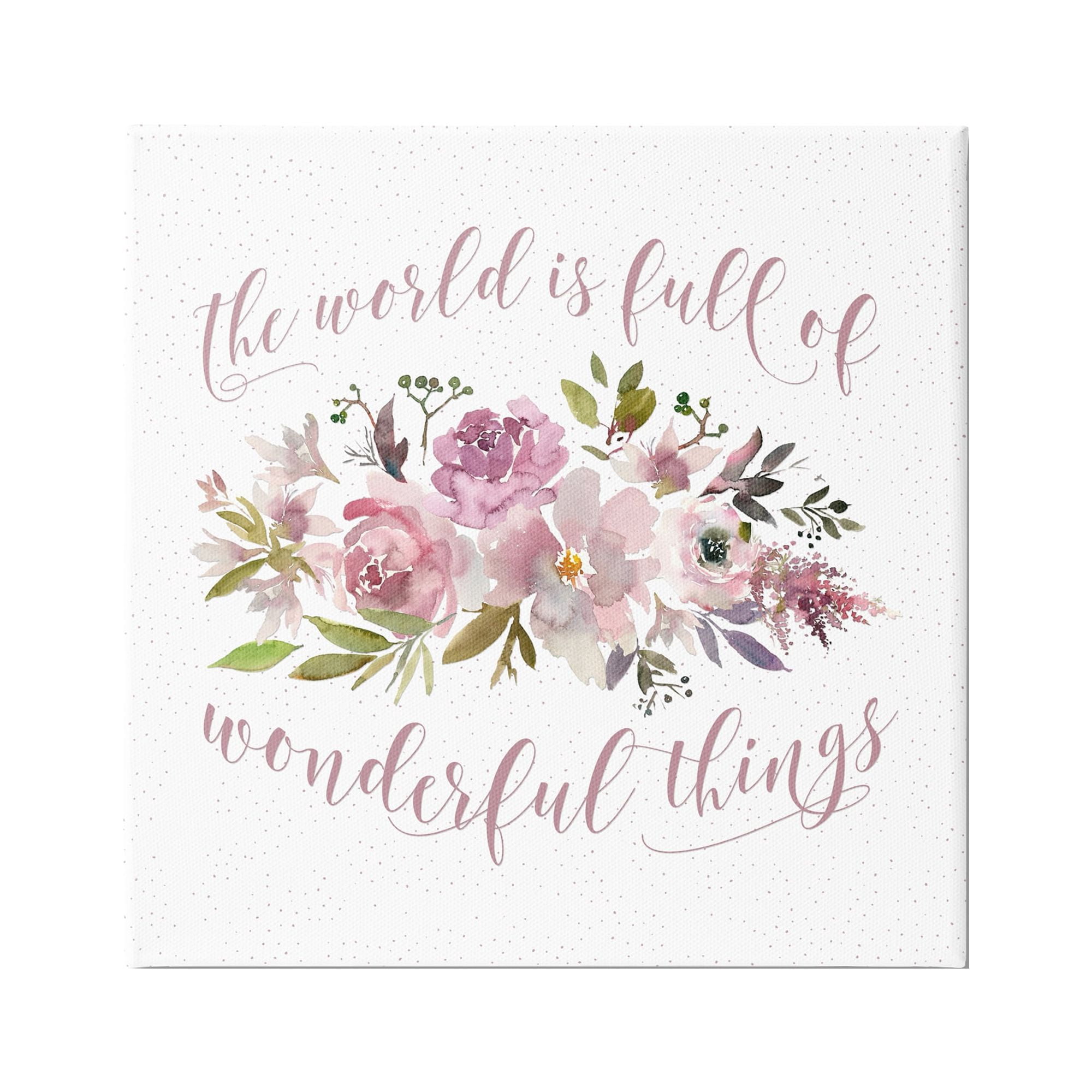 Stupell Industries Wonderful Things Calligraphy Saying Motivational Flower Blossoms, 36 x 36, Design by Tara Moss