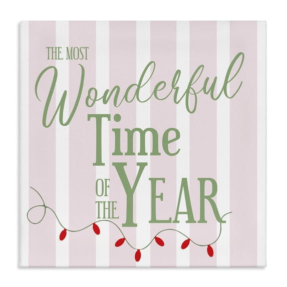 Stupell Industries Wonderful Time on Festive Stripes Canvas Wall Art, design by Lauren Rader