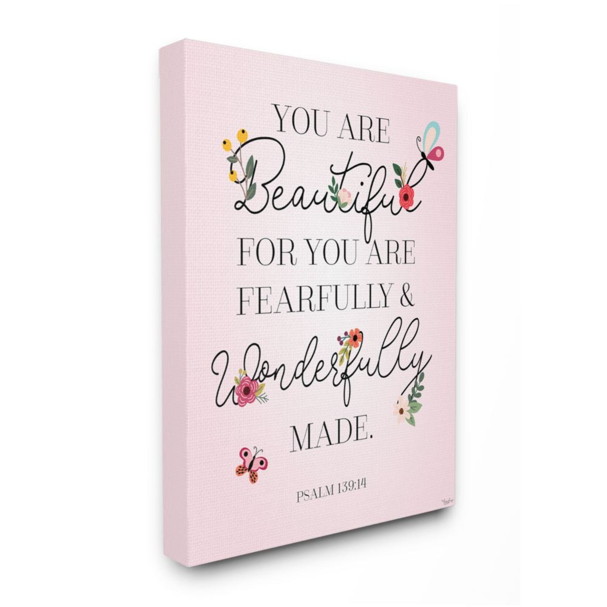 Stupell Industries Wonderfully Made Faith Based Psalm Floral Pink Design by Gigi Louise, 30" x 40"