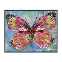 Stupell Industries Wonderland Butterfly Pattern Animals Painting Black Framed Art Print Wall Art, 14 x 11