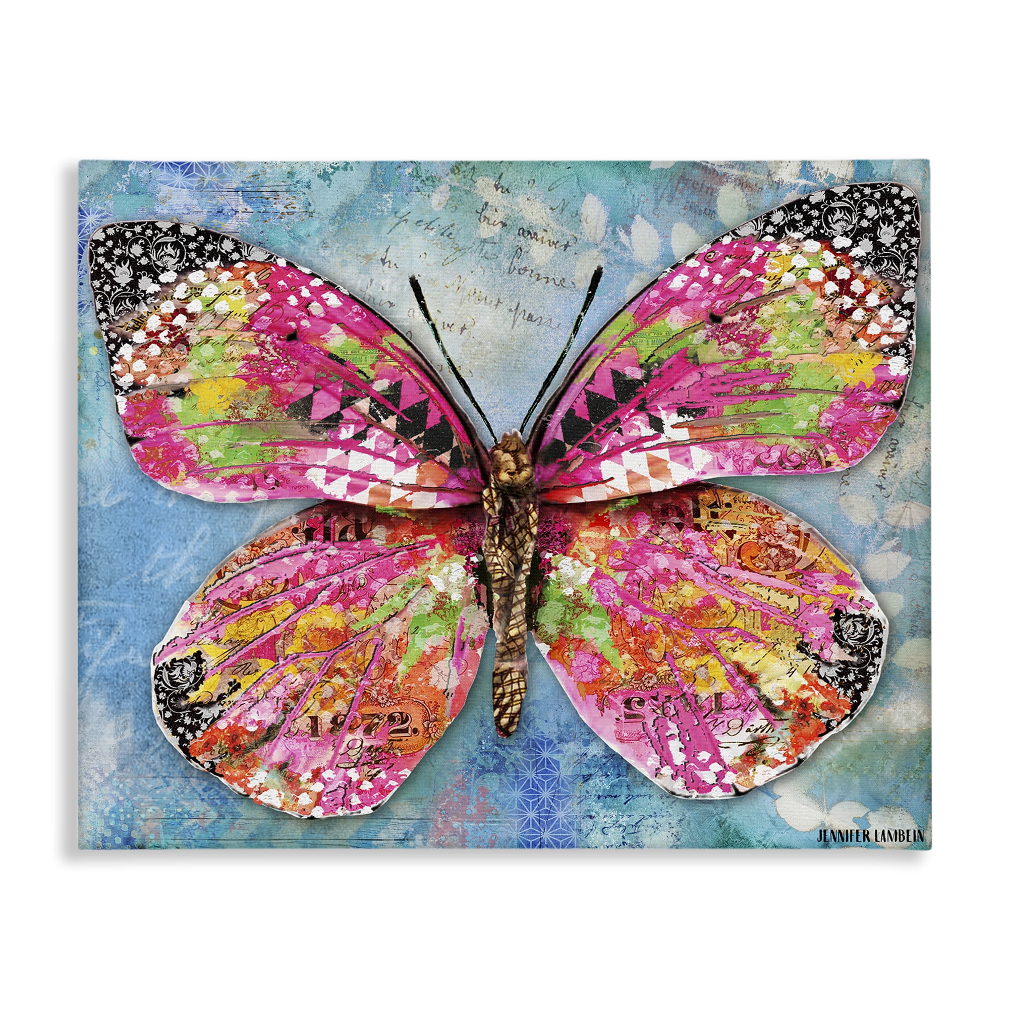 Stupell Industries Wonderland Butterfly Pattern Animals Painting Wrapped Canvas Art Print Wall Art, 48 x 36