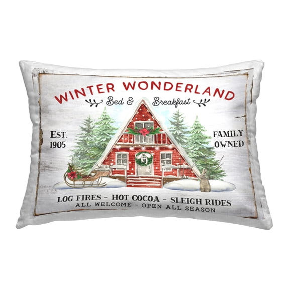 Stupell Industries Wonderland Christmas Cabin Decorative Printed Throw Pillow, 14 x 20