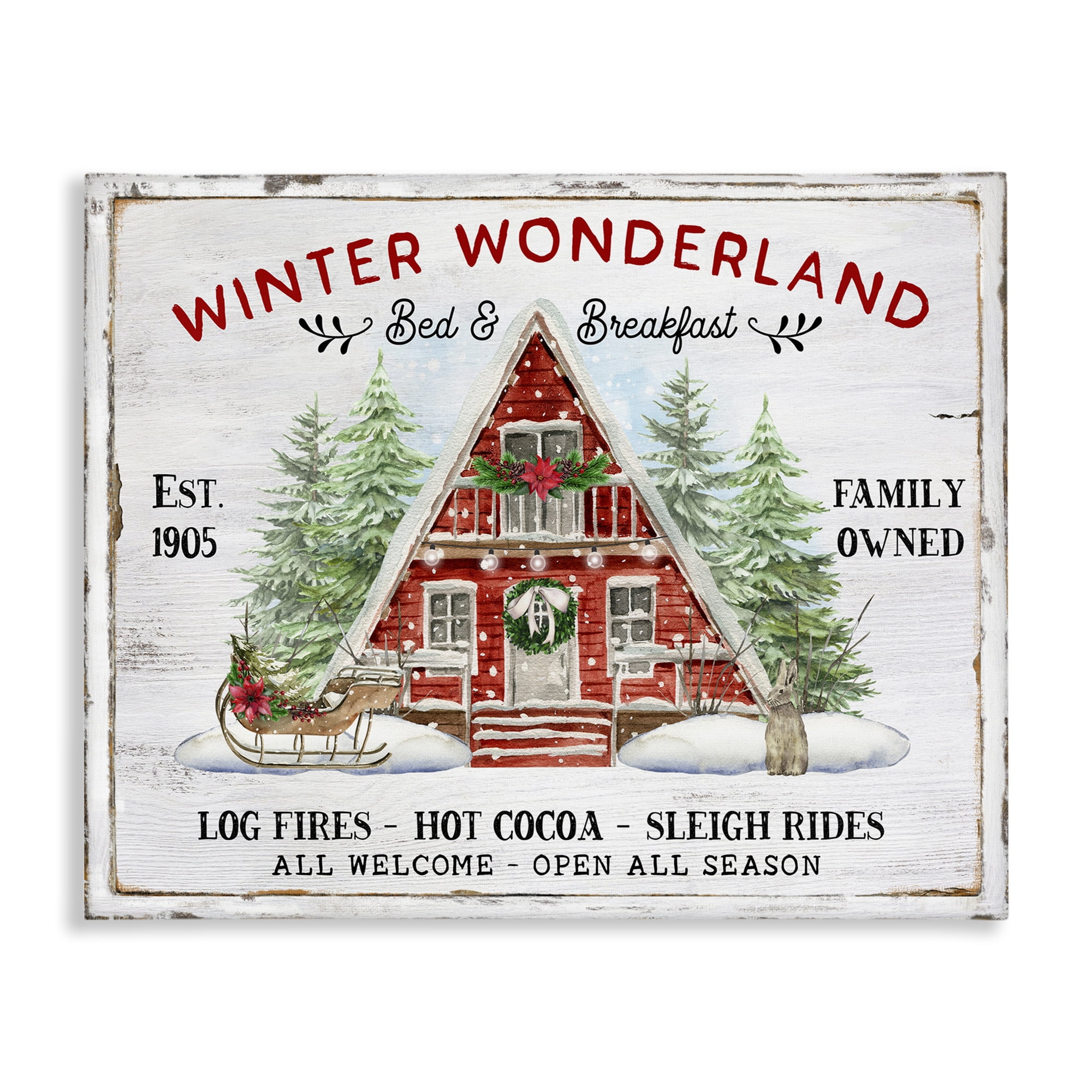 Stupell Industries Wonderland Christmas Cabin Holiday Painting Gallery Wrapped Canvas Art Prints Wall Art, 40 x 30