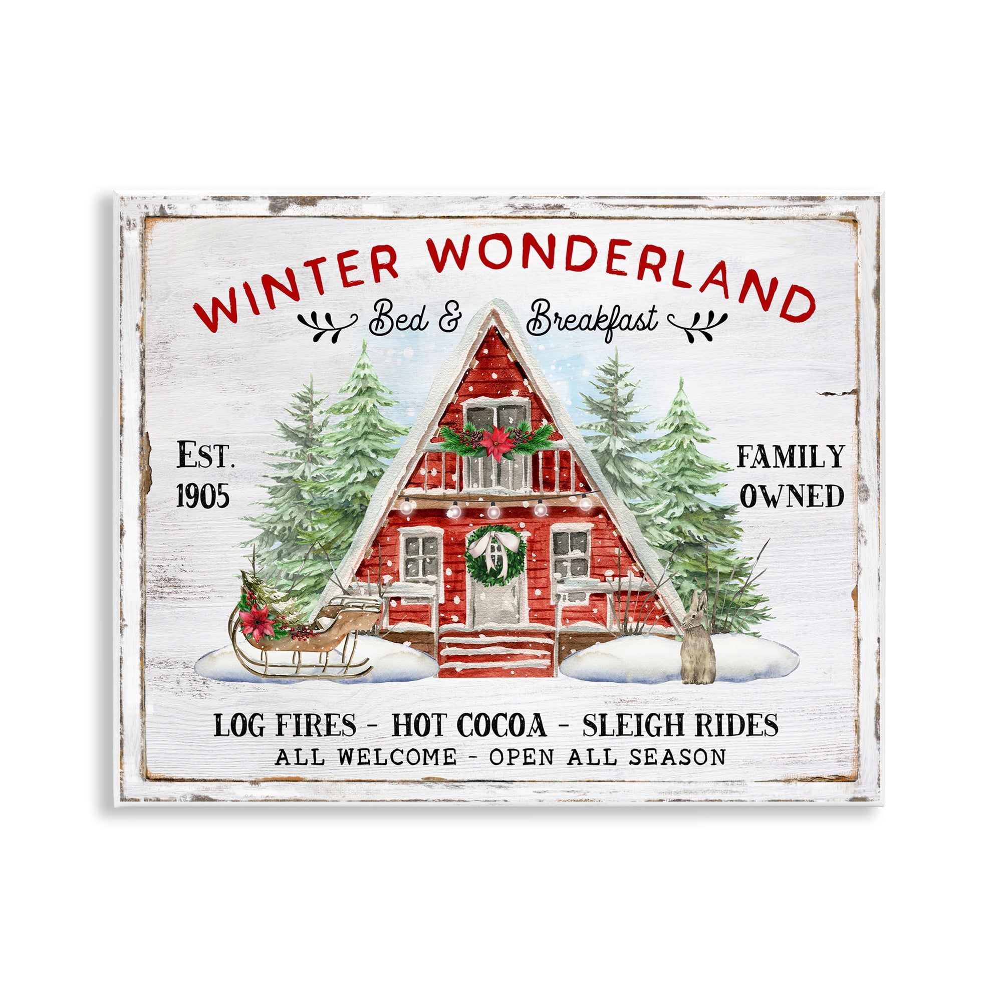 Stupell Industries Wonderland Christmas Cabin Holiday Painting Unframed Art Prints Wall Art, 14 x 11
