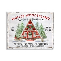 Stupell Industries Wonderland Christmas Cabin Holiday Painting Unframed Art Prints Wall Art, 14 x 11