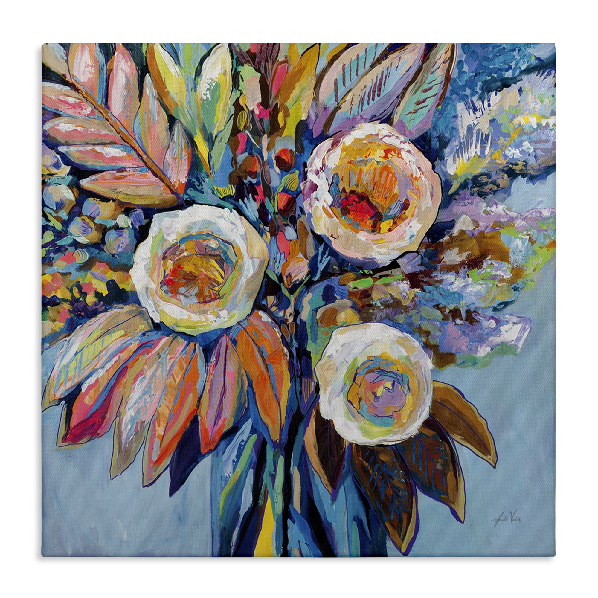 Stupell Industries Wonderment Bold Bouquet Botanical & Floral Painting Gallery Wrapped Canvas Art Print Wall Art, 36 x 36