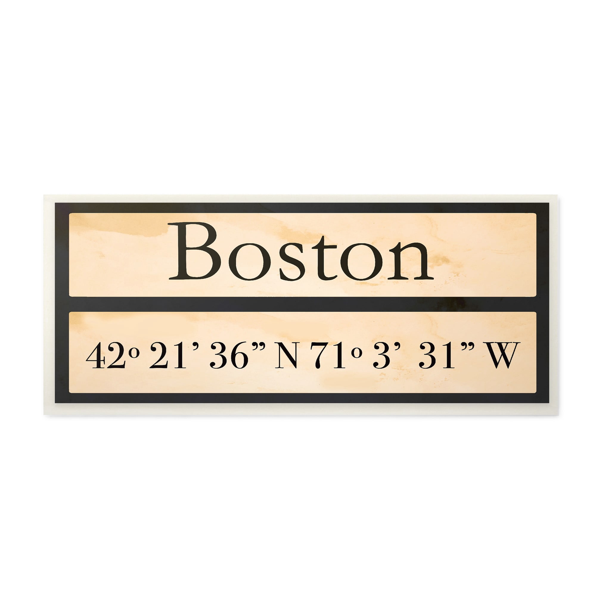 Stupell Industries Wood City Coordinates Boston Town & City Painting Unframed Art Print Wall Art, 7 x 17