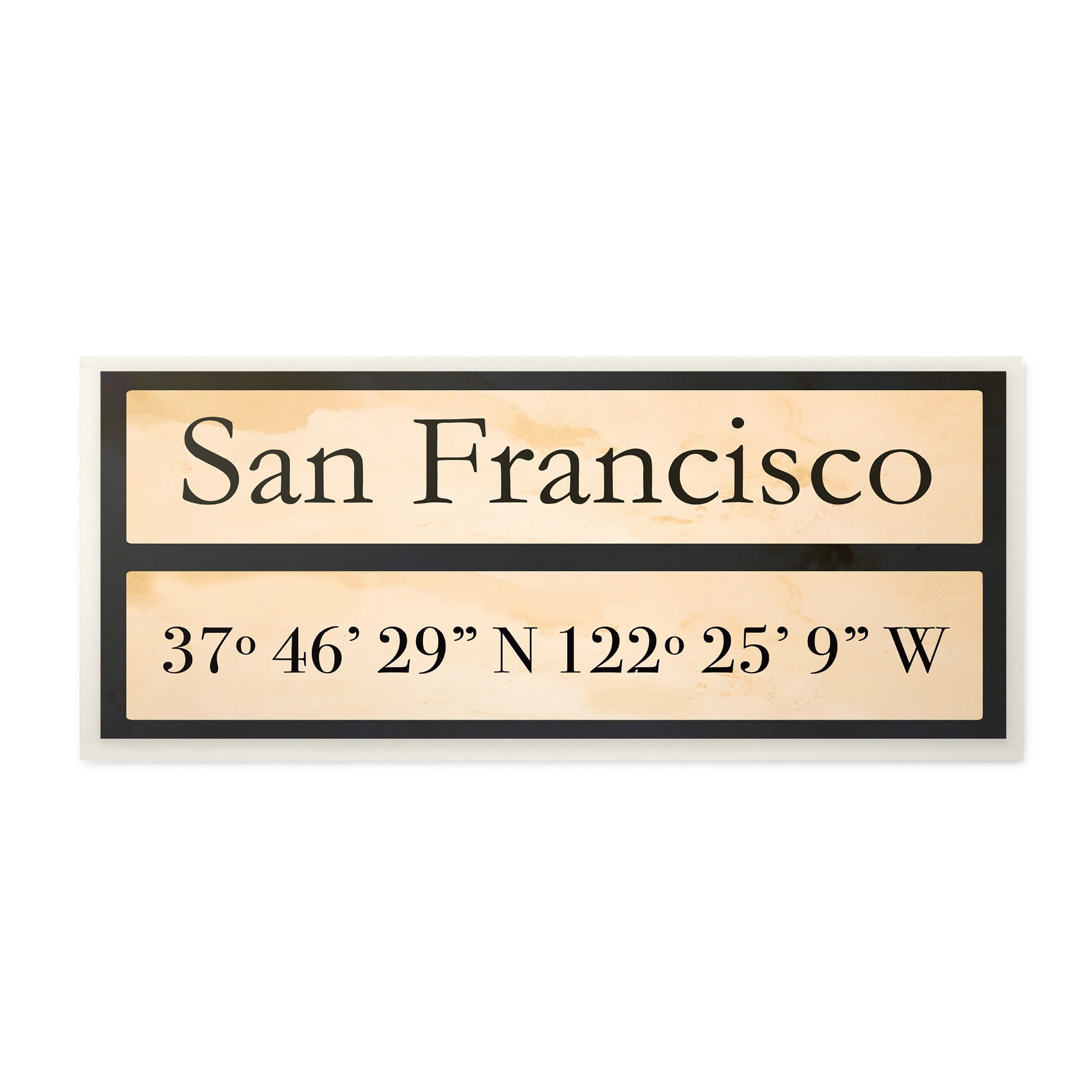 Stupell Industries Wood City Coordinates San Francisco Town & City Painting Unframed Art Print Wall Art, 7 x 17