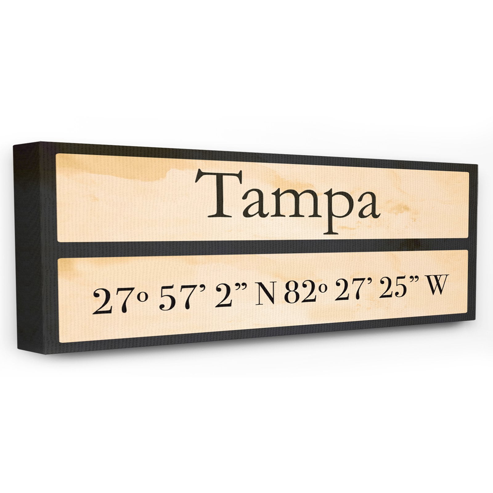 Stupell Industries Wood City Coordinates Tampa Town & City Painting Gallery Wrapped Canvas Art Print Wall Art, 10 x 24
