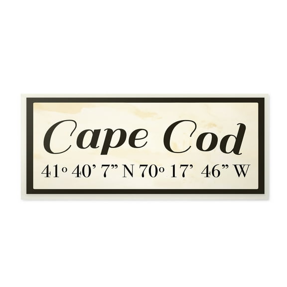 Stupell Industries Wood Cursive City Coordinates Cape Cod Town & City Painting Unframed Art Print Wall Art, 7 x 17