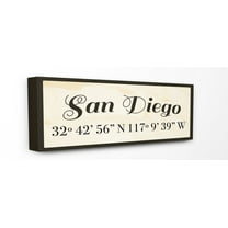 Stupell Industries Wood Cursive City Coordinates San Diego Town & City Painting Gallery Wrapped Canvas Art Print Wall Art, 10 x 24
