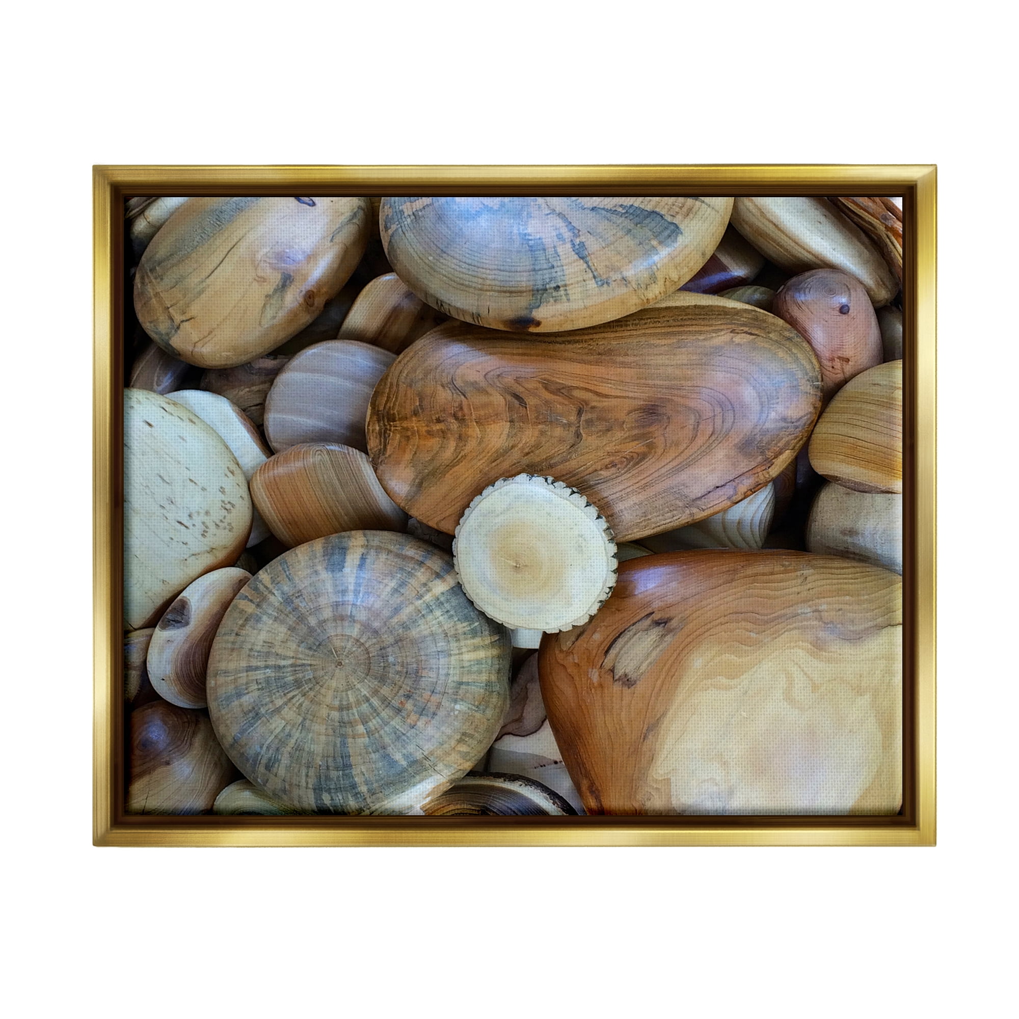 Stupell Industries Wood Stones Nature Photography Landscape Photography Gold Floater Framed Art Print Wall Art